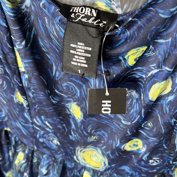 Hot Topic Thorn & Fable Starry Nights Mesh Puff Sleeve Dress New Plus Size 1 - Picture 5 of 8